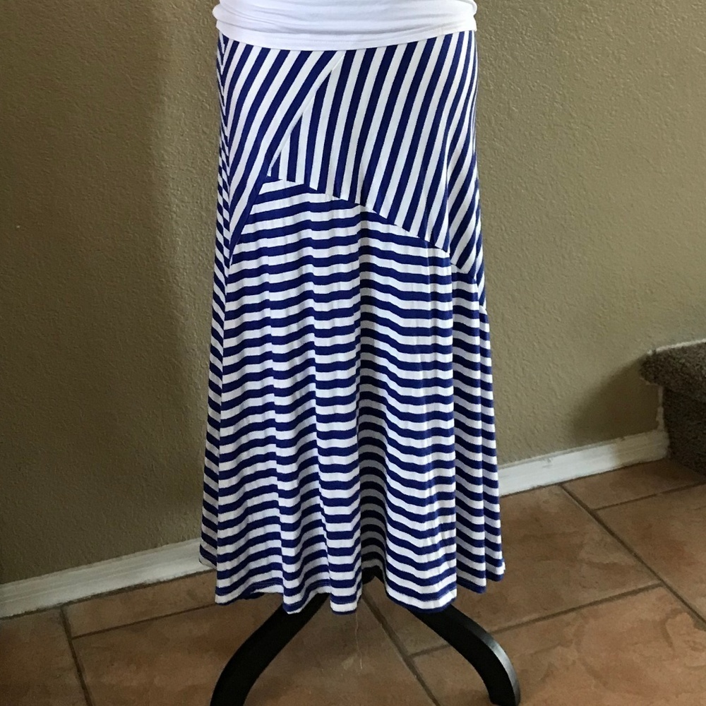 Promesa Blue & White Striped Maxi Skirt